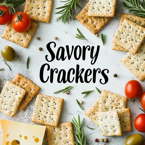 Assorted savory crackers with herbs and cheese