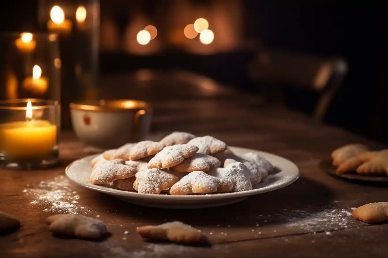 Traditional Jewish bow tie cookies on a plate